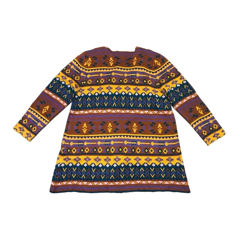 Andre by Unit Cardigan Sweater Women's 1X Orange Stripe Aztec Southweatern‎ Boho